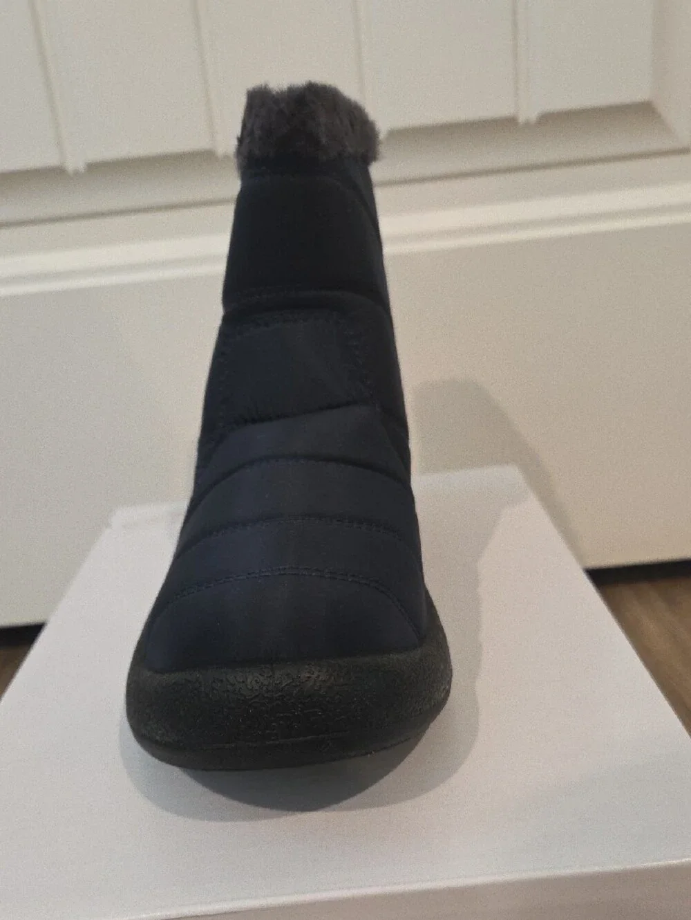 Dream Pairs Black/Very Dark Navy Quilted Faux-Fur Winter Ankle Boot
